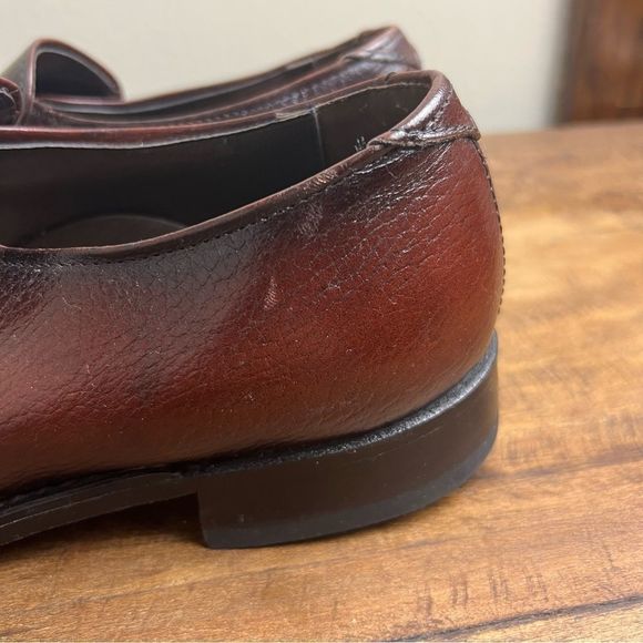 Morgan Quinn Mens Dress Shoes 8 D Brown Pebbled Leather Vintage Union Made - Picture 4 of 11